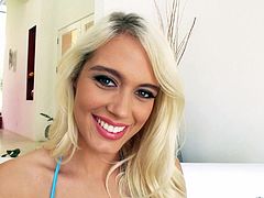 Blonde hottie Athena Palomino makes a fat dick disappear in her pussy