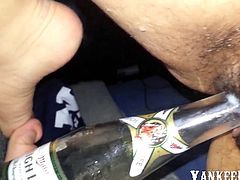 hairy pussy fucking beer bottle