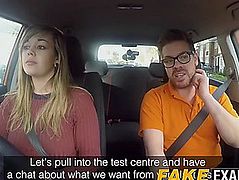 Curvy uk skank madison stuart group-fucked at driving school car