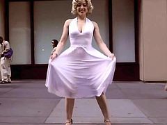 Erika Smith Upskirt Doing a Marilyn Monroe in Sheer Panties