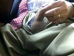 Suit daddy playing with his hairy cock on cam