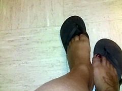 Tagged girl wide ebony feet