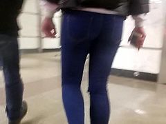 Nice blonde with small ass in the subway