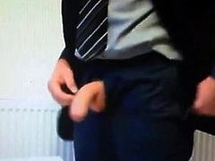 Suited dad wank and cum