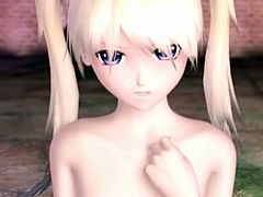 Sexy blond 3D anime cutie finger pussy