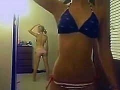 Dance! Teen does a mirror dance on webcam