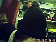Blonde teen fucked by fat man on hidden cam
