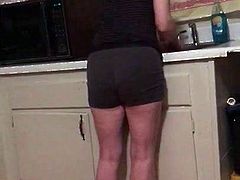 Pawg in the  kitchen  In tight shorts part2