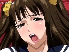 Anime schoolgirl gets her tight cunt nailed hardcore