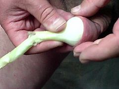Combination - spring onion AND scissors in foreskin !