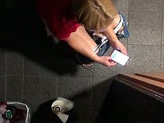 voyeur polish charwoman in work caught in bathroom spy WC