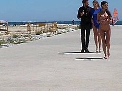 Petite Spanish slave walked in public