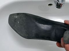 Piss in co-workers high heel