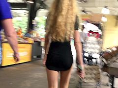 Skinny 18 yr old blonde perfect  candid ass