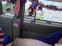 It seems that this year, the celebration of the Independence Day will be special for Brick Danger and Stella Raee. They are preparing for the holiday right here, in the back seat of our legendary bang bus. Watch Stella sucking Brick's huge dick, before fucking in cowgirl position...
