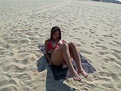 Bold Asian Beach Masturbation and Orgasm