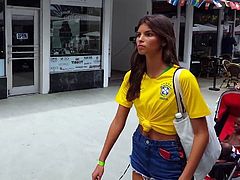 Candid voyeur skinny brazilian model shorts gorgeous face