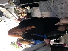 Slut german girl in Shiny black pantyhose 3