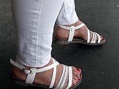 turkish granny barefoot in sandals