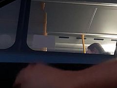Cute Asian girl on bus sees my cock