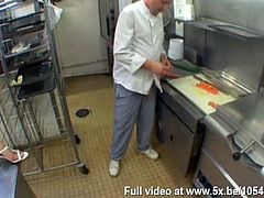 Leila fucked by the Chef in the kitchen