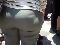 Mature nalgotas in a crowd.