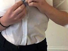 huge tits rh3tt4l strips out of a white blouse