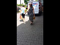 Walking ass in dress