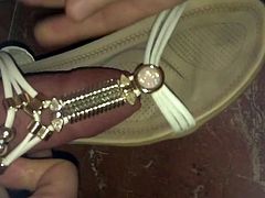 MILF summer sandal shoefuck and cum with my fat cock