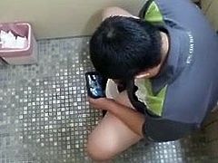 toilet spycam asian jerk off and cum 3