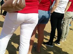 Juicy big ass milfs in tight white pants