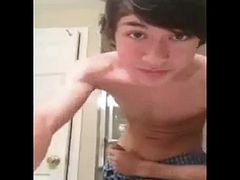 Half asian twink showing his body and big dick on cam