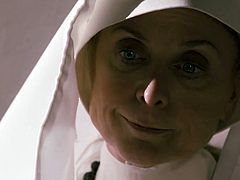 Sinfully beautiful babe Charlotte Stokely gets intimate with two sex-starved nuns