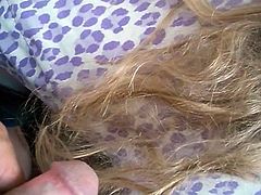 Wanking in daughter's hair