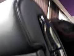 Progressive precum on woman in coach