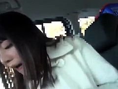 Busty teen gives blowjob in car and fucks outdoor pov