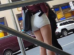 Cute asian nice ass in shorts