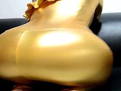Milf Big ass gold bodysuit