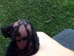 Outdoor wank and cum in panties