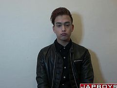 Gay Japanese student interviewed before cumshot solo