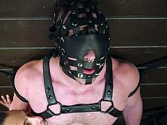 Join Men on Edge and enjoy one of the hottest bdsm threesomes which you have ever seen. Blake Hunter is in a special bondage device, with a leather mask on his face. He has no opportunity to move and he has to accept everything that is offered to him... even this incredible cock torture. Join for more!