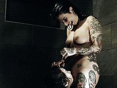 Jets of hot water gently hug their naked bodies, while these sexy tattooed lesbians passionately finger and lick each others juicy pussies. This breathtaking lesbian sex session definitely deserves your attention! Join and have fun!