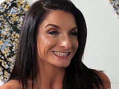Hot milf Silvia wants to fuck her hot next door neighbor. He is such a hunk and she wants his massive cock. The horny milf goes to town on his shaft and brings him to the edge of cumming. Look at how she deepthroats him.
