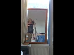 Kitty Tranny in lingerie in the mirror 2015