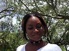 Join and enjoy this outdoor pov sex session with Evi Rei. I was really stunned by this ebony babe and was filming her, until she finally caught me. But could you fucking believe that once she calmed down, she was actually a little turned on by the whole situation and... Hot & exciting outdoor sex session!