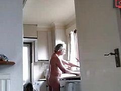 naked grandpa in the kitchen