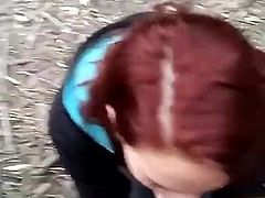 18 yo Redhead outdoor blowjob