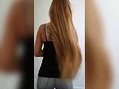 Dutch girl shows her ass and long hair