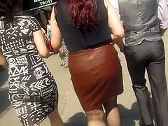 Brown leather skirt
