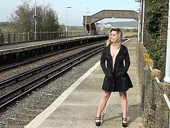 Marla Flashing at the trainstation Southease